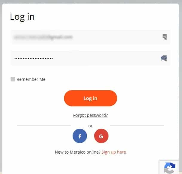 meralco log in page