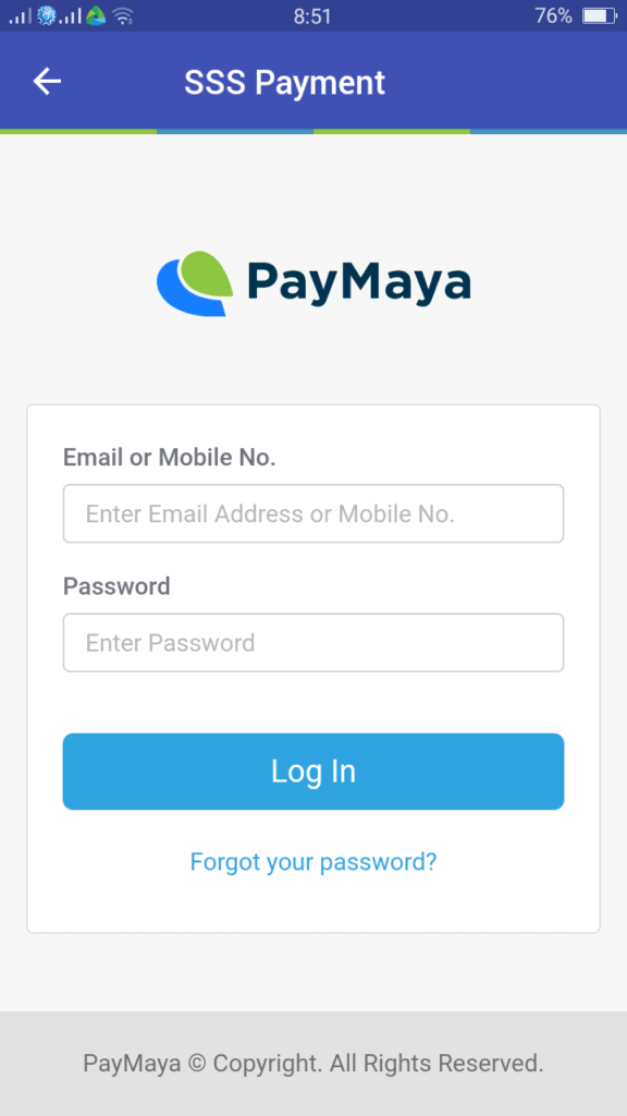 sss online payment thru paymaya